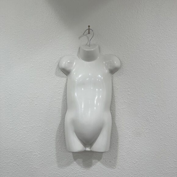 Child Mannequin Torso Hanging Dress Form White Kid Hollow Back Plastic w/ Hanger - Picture 9 of 9